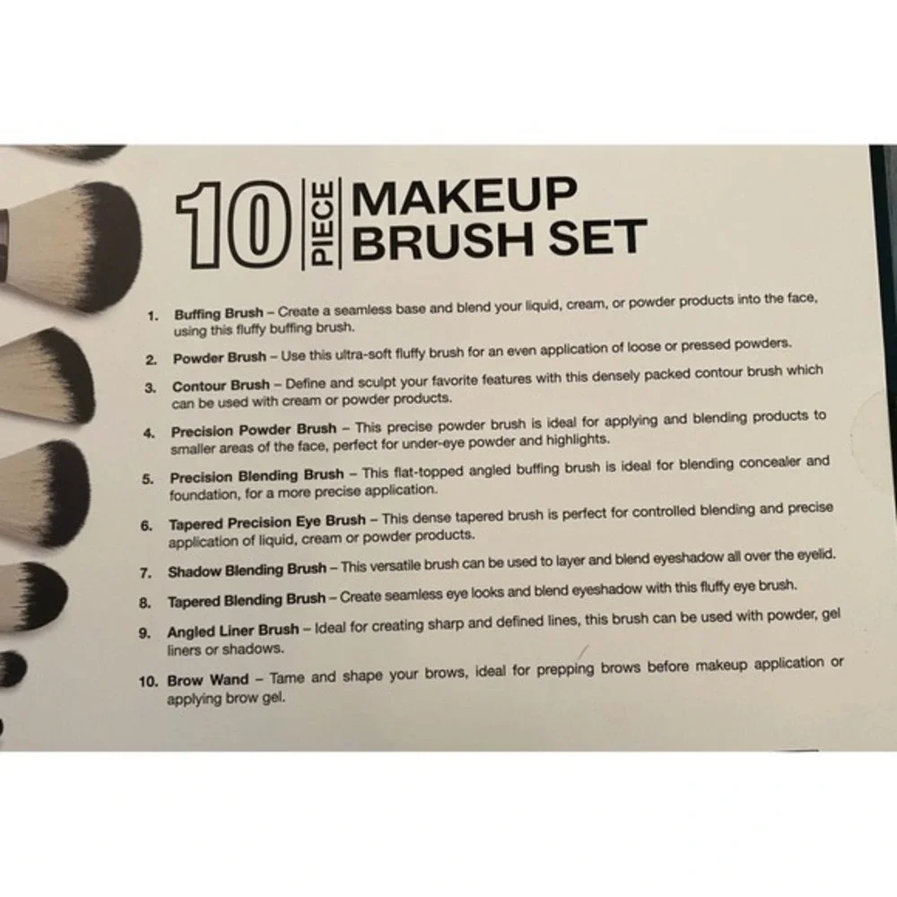 XII Collective 10 Piece Makeup Brush Set Black Professional Face Eye Tools